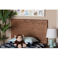 Baxton Studio MG97033-Ash Walnut-HB-Twin Baxton Studio Raya Mid-Century Modern Walnut Brown Finished Wood Twin Size Headboard